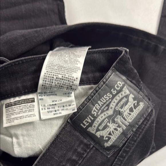 Levi's Men's Dark Black Straight Jeans - Picture 6 of 6